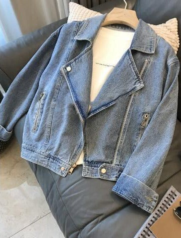 Dam Jeansjacka Tropisk Stil Hållbar Denim 3