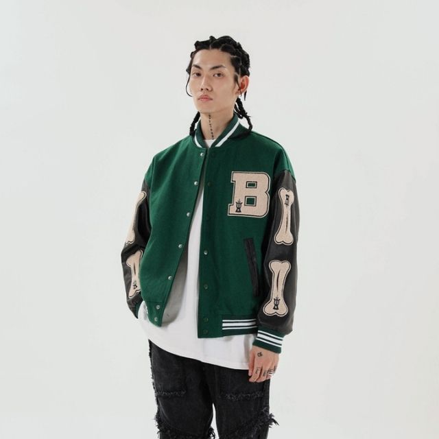 Variant image for Herr Bomberjacka Varsity Streetwear med Broderade Lappar i Polyester-11