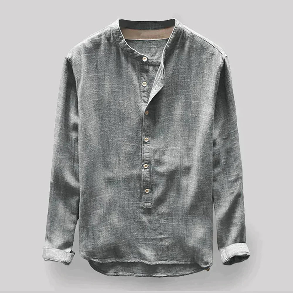 Herrskjorta Denim Modern Design Mjuk Struktur-3