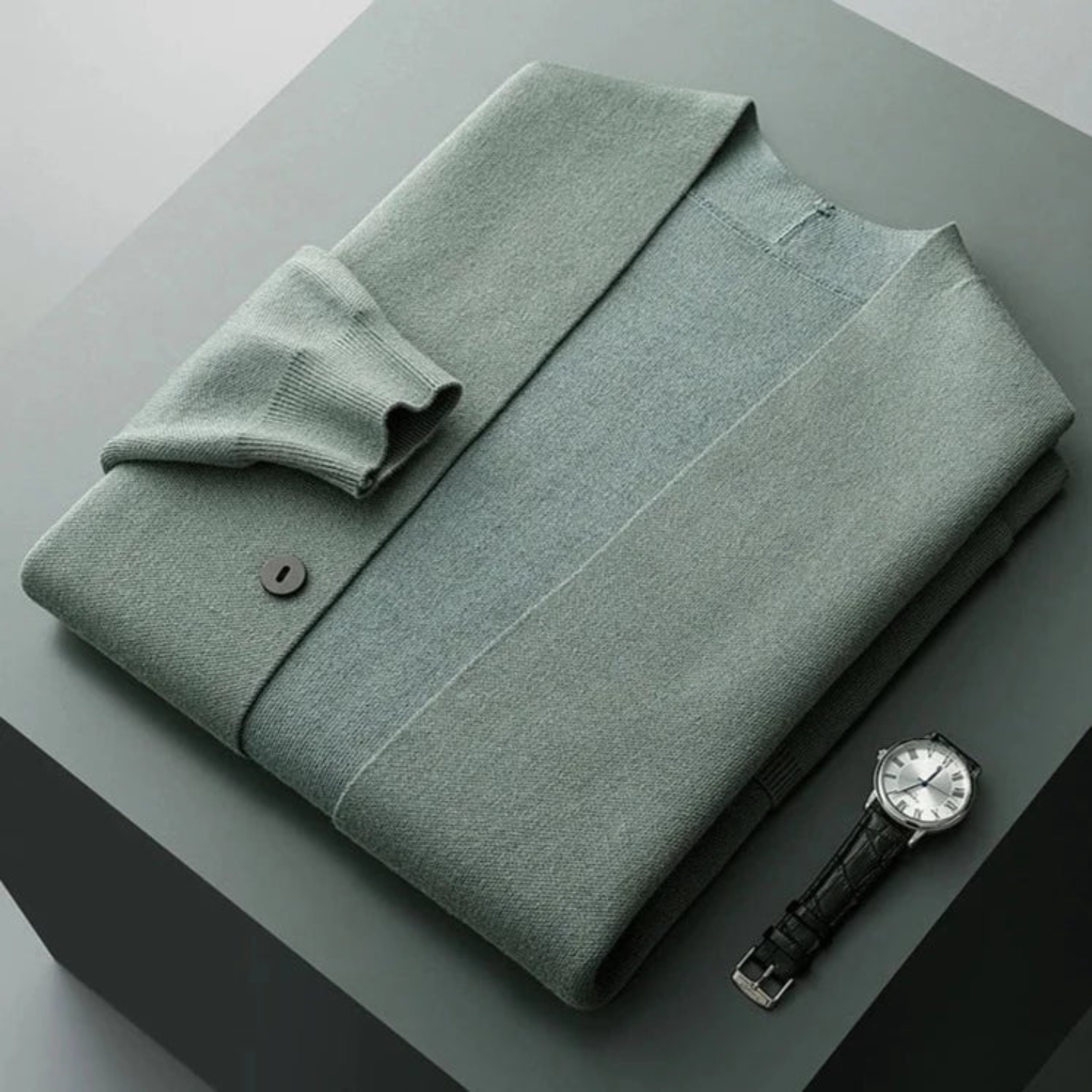 Dam Lång Kofta Cardigan i Mjuk Ny Ull med Pinstripe Detaljer-4