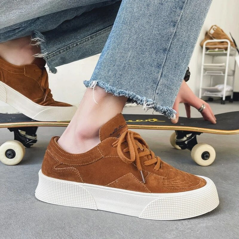 Herr Sneakers Låga Mocka med Tjock Sula för Komfort och Stil-2