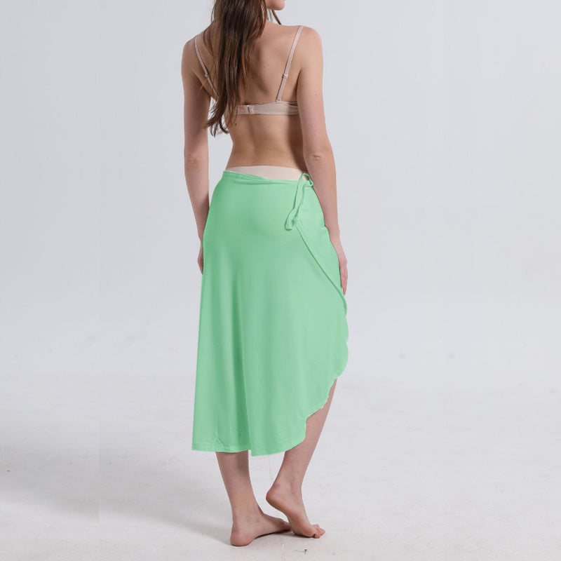 Dam Sommarklänning Med Överlappning Lätt Tyg Asymmetrisk Design 2