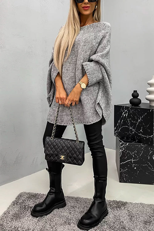 Dam Tröja Överdimensionerad Batwing Ärmar Mjuk Akryl 5