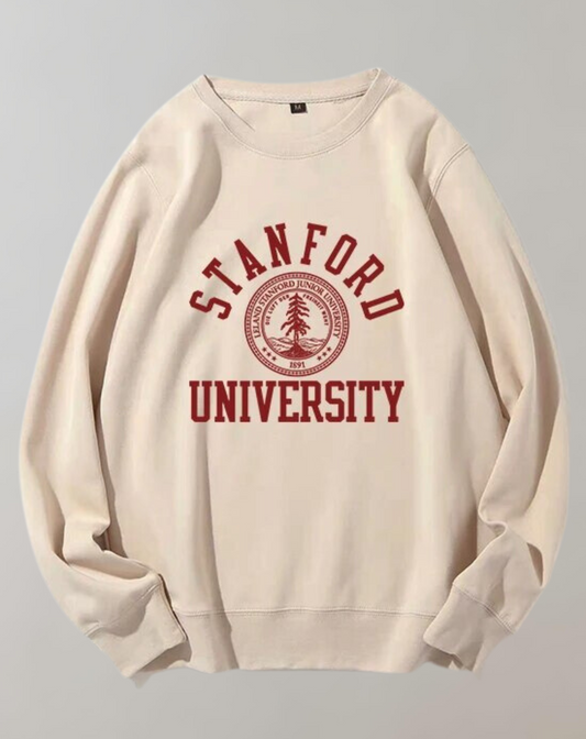 Dam Hoodie O-hals Fleece med Sportig Grafik-1