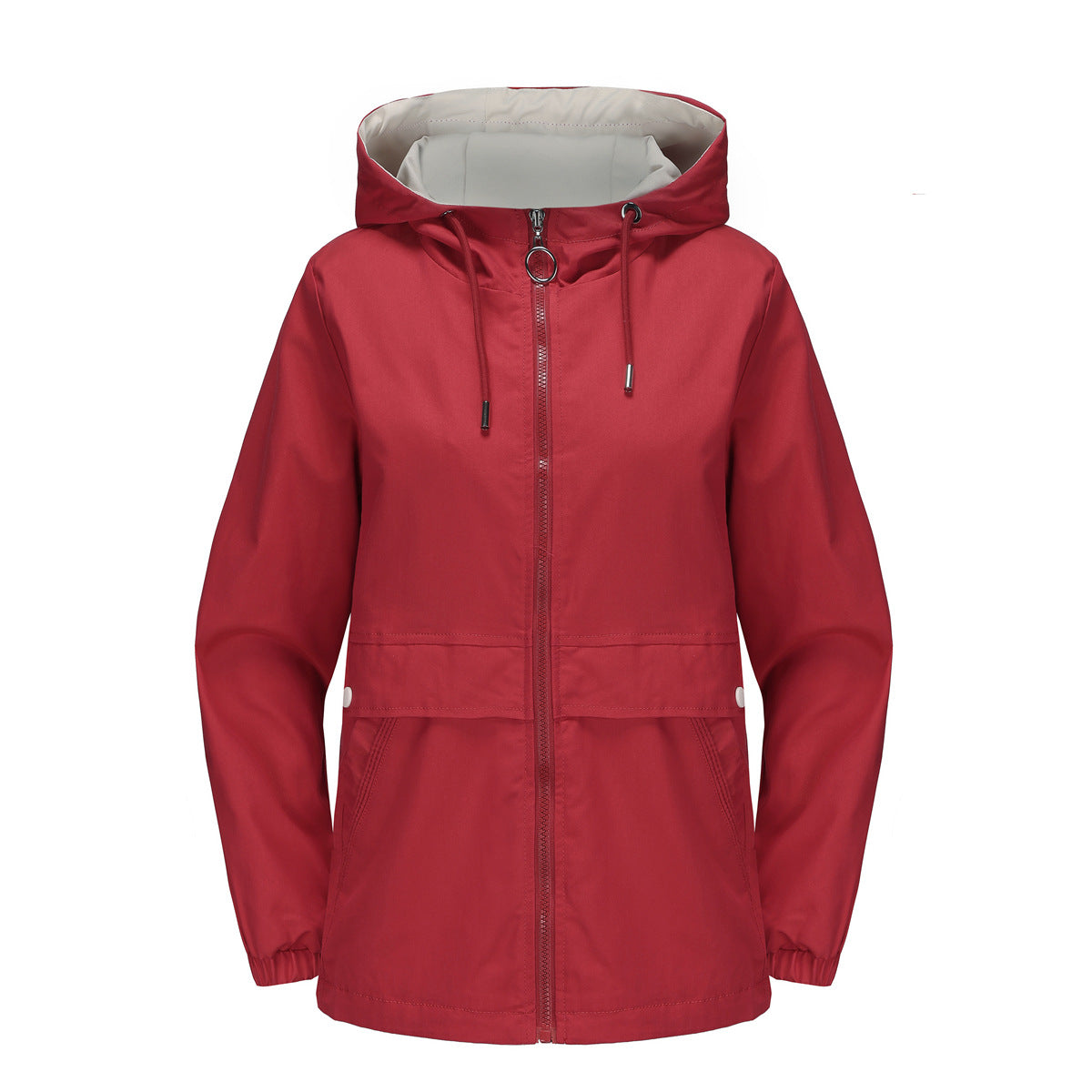 Damjacka Lätt Huva Polyester Lös Passform-6
