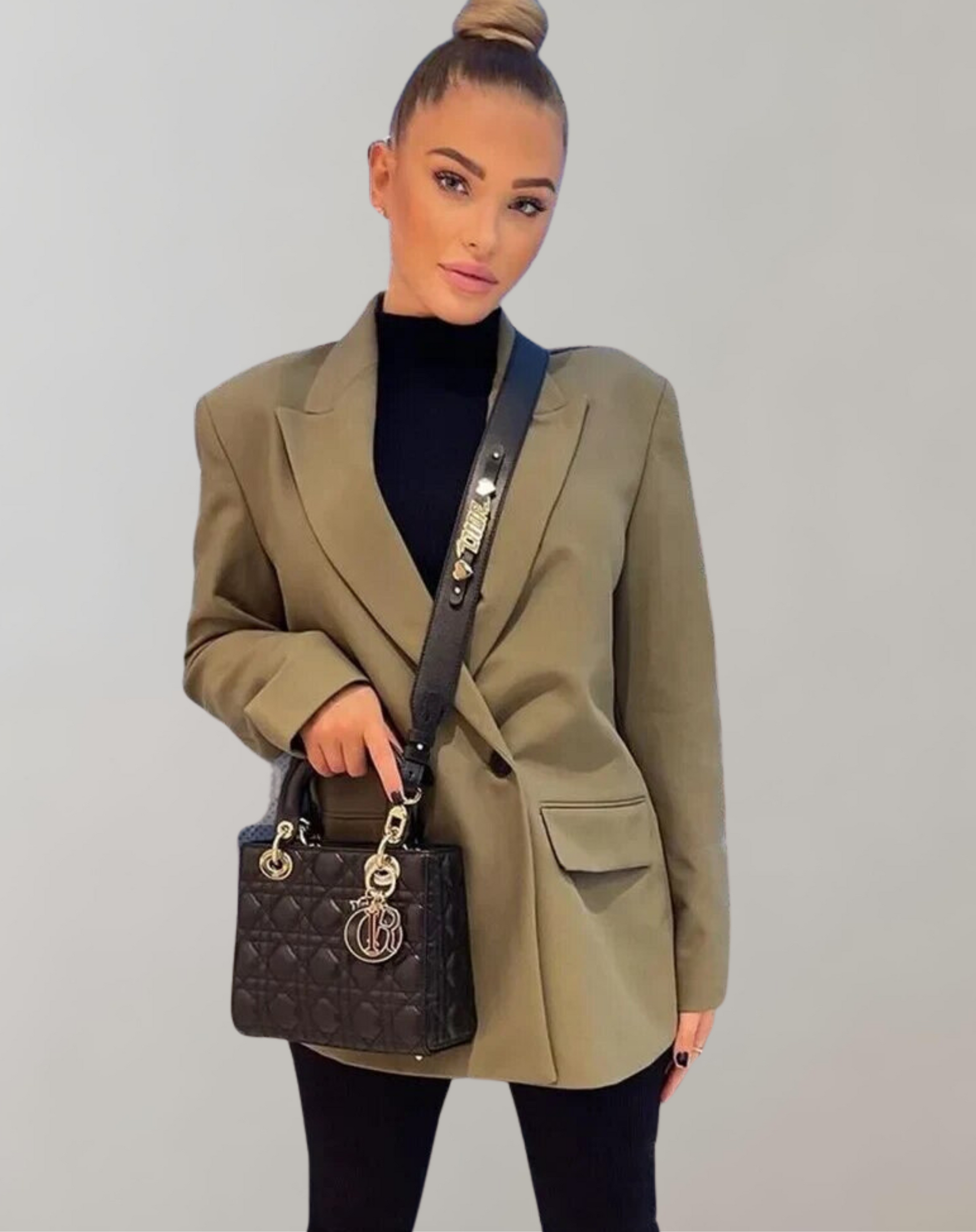 Kvinnors Blazer Dubbelknäppt Tygblandning-2