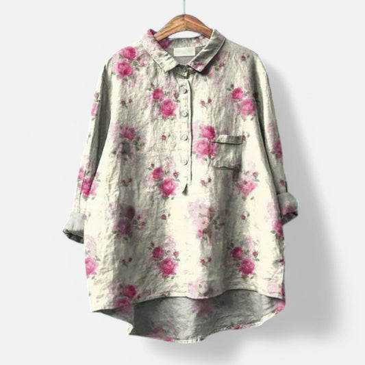 Dam Blus Blommönster Elegant Polyester-1