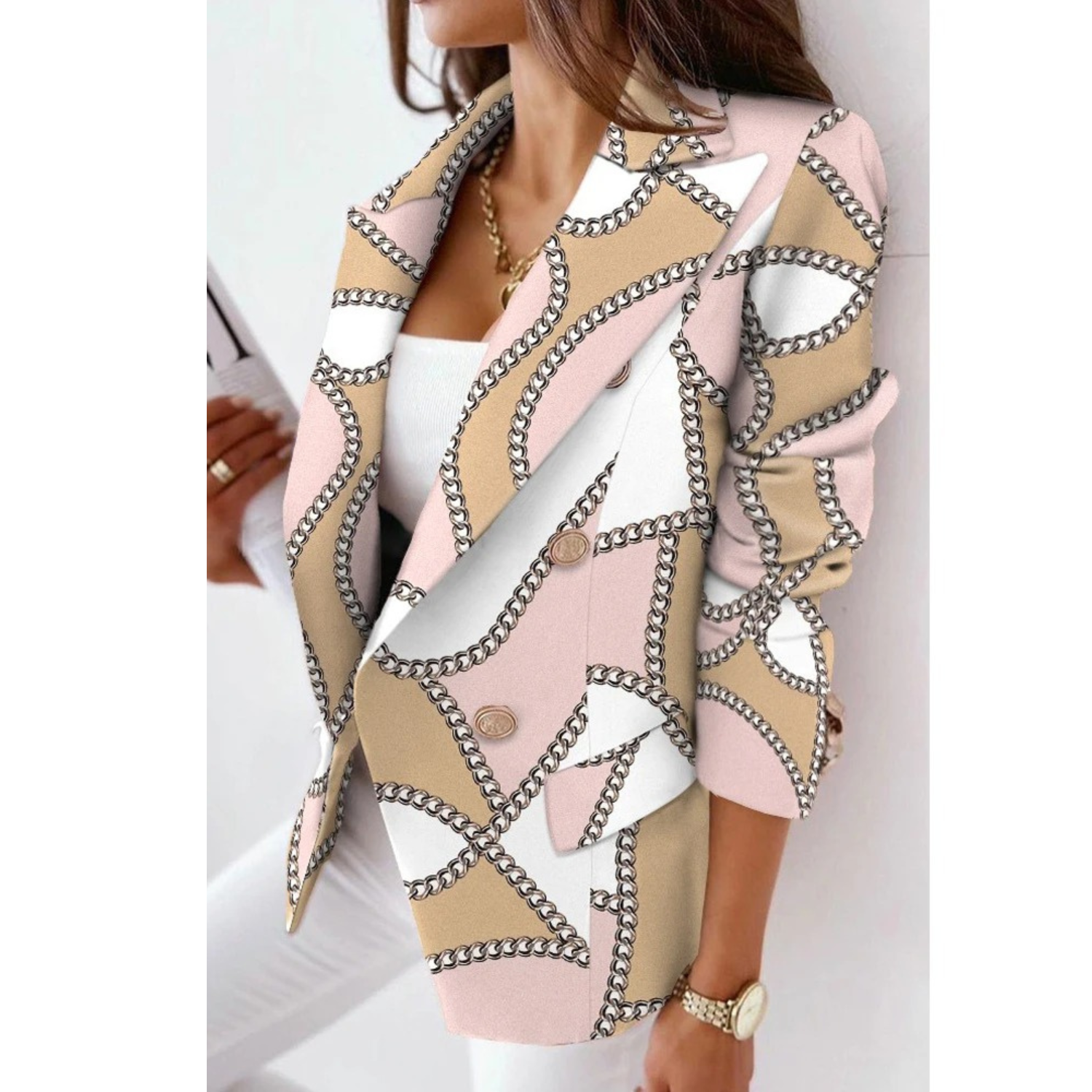 Variant image for Dam Blazer Reversibel Krage Högkvalitativ Polyester Elegant Snitt-25