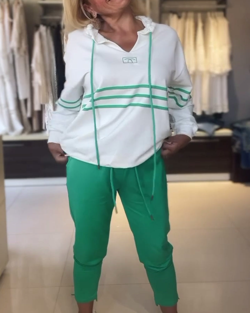 Variant image for Dam Byxuppsättning Randiga Byxor Huvajacka 100% Bomull-19