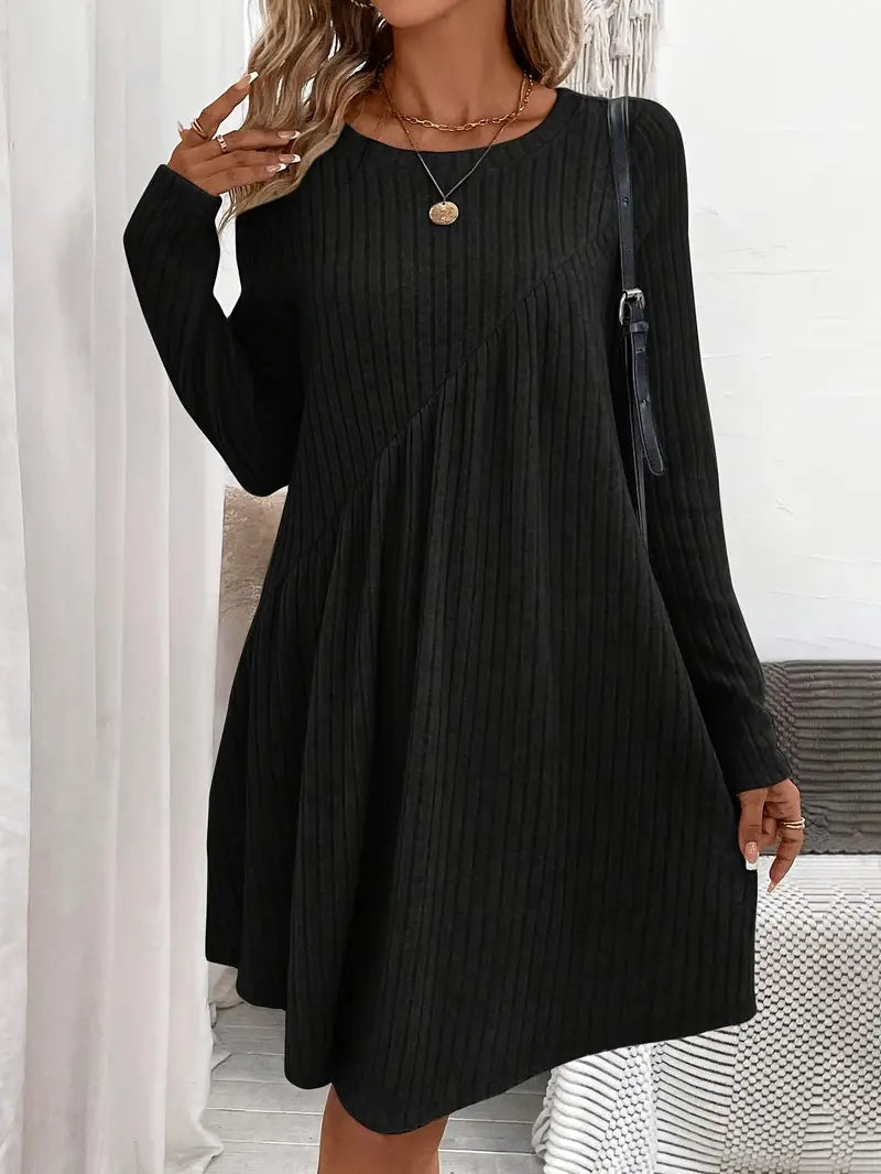 Dam Grundklänning Asymmetrisk Midja Ribbat Material 9