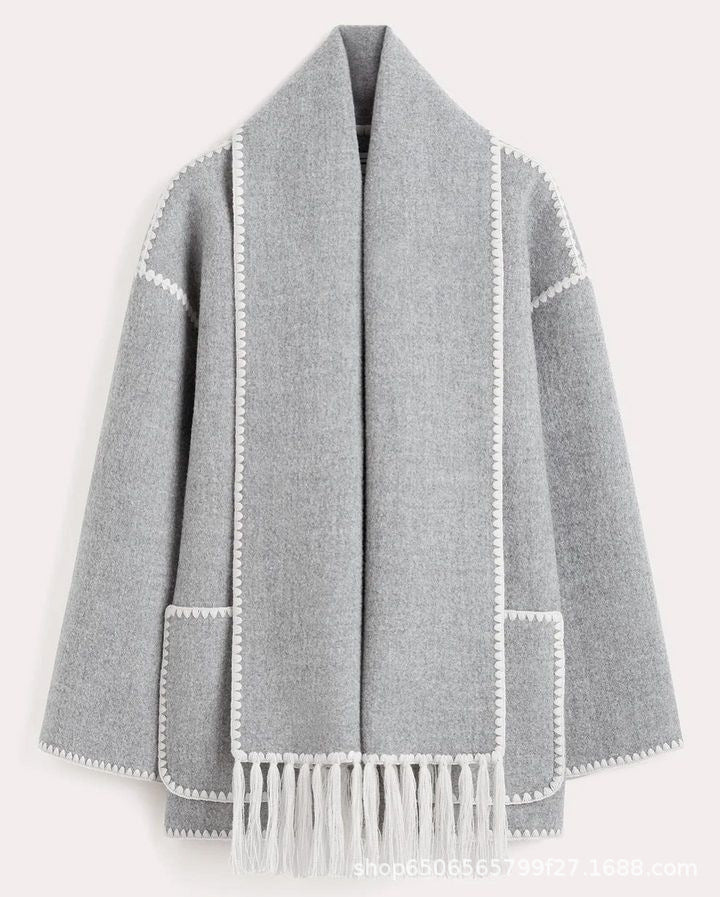 Elegant Damjacka med Halsduk i Polyester för Vardag och Fest – Komfortabel Passform, Tidlös Design 10