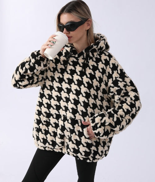 Dam Lång Hoodie Oversized Mjuk Fleece 1