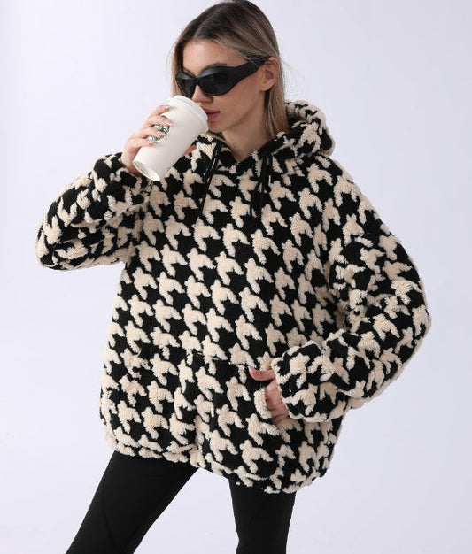 Dam Lång Hoodie Oversized Mjuk Fleece 1