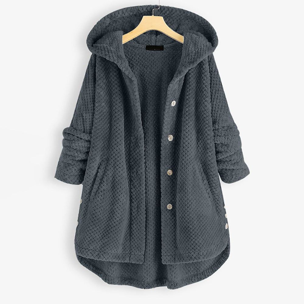 Dam Vändbar Fleecejacka med Huva Mjuk och Bekväm Fleece 10