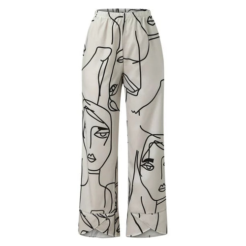 Dam Byxor Lösa med Resår i Midjan Snygga och Luftiga 100% Bomull-1