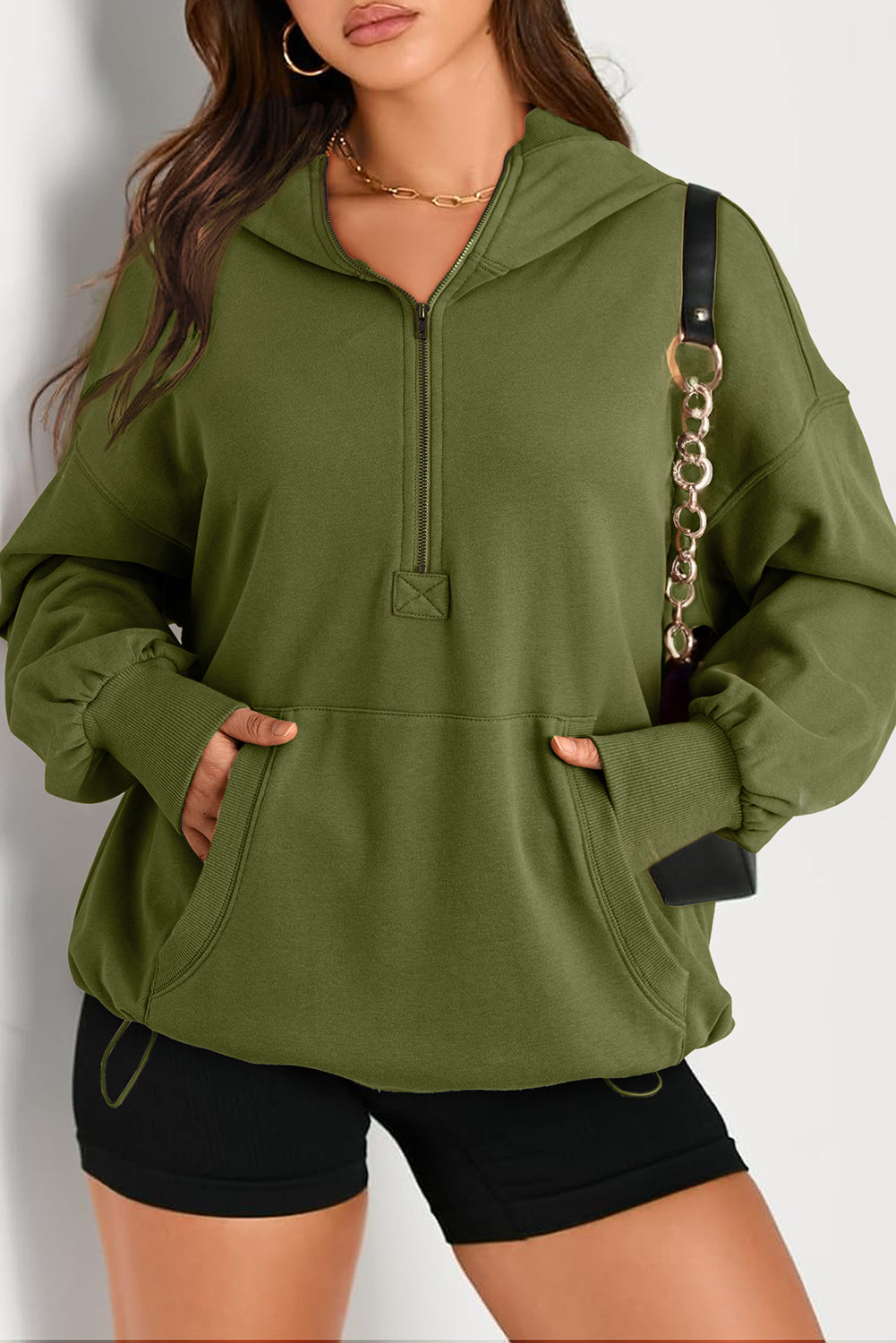 Variant image for Dam Sweatshirt Loose med Dragkedja och Huva i 100% Bomull-6