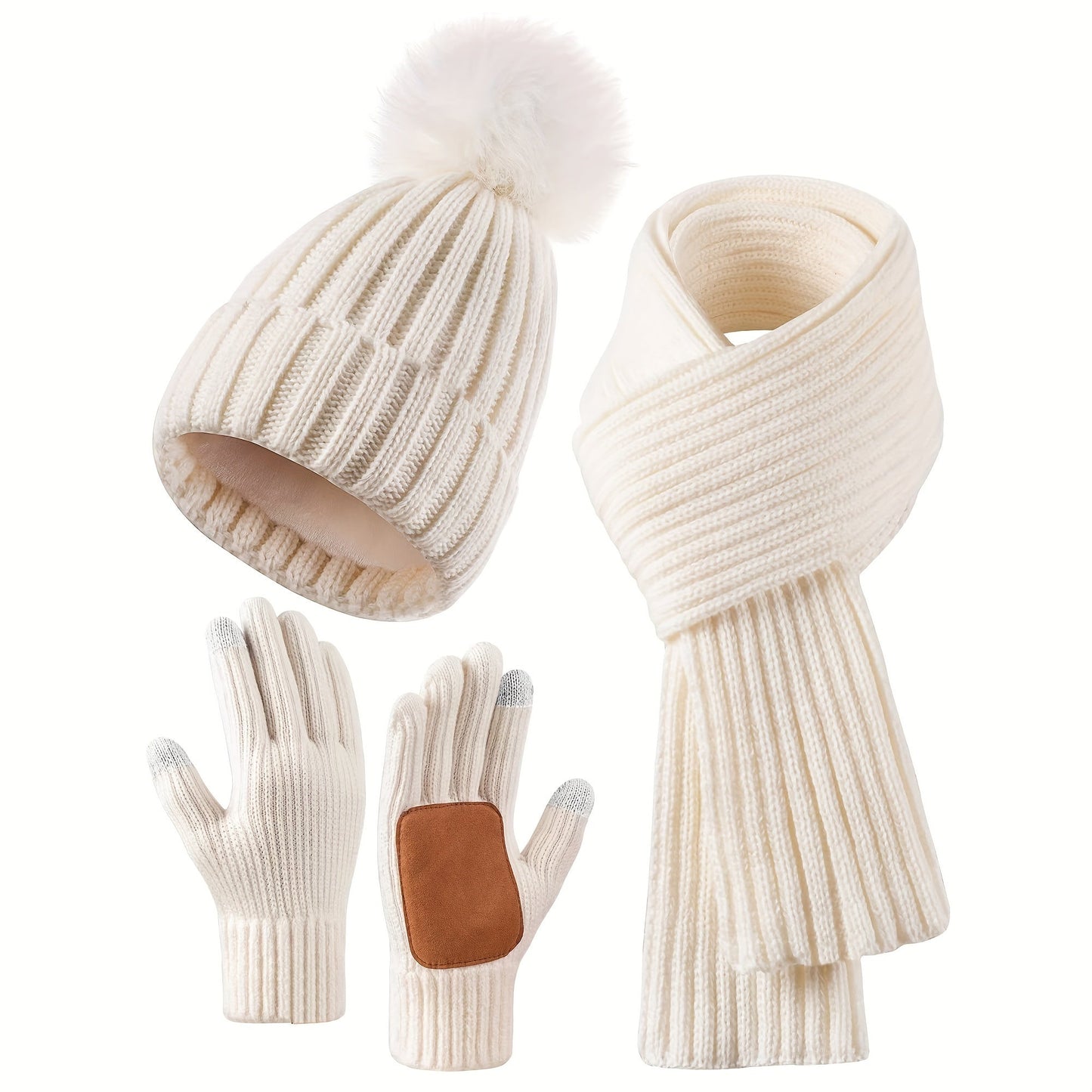 Variant image for Dam Vinterset Avslappnad Tygblandning Hatt Halsduk Handskar-1