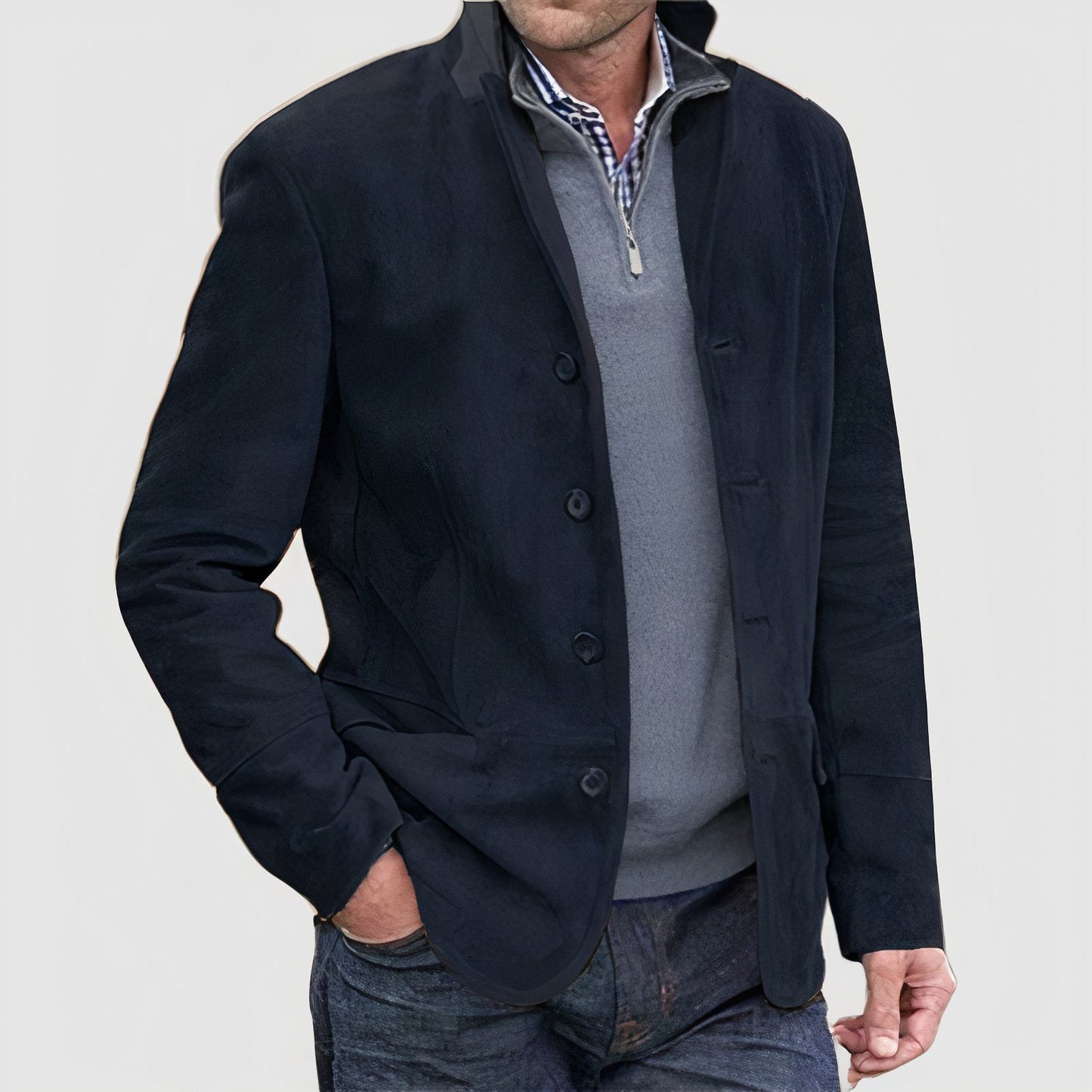 Herrjacka Vintage Stil Elegant Högkvalitativ Tyg-5