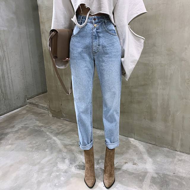 Damjeans Hög Midja Stretch Fotledsjeans i Bomull och Polyester-6