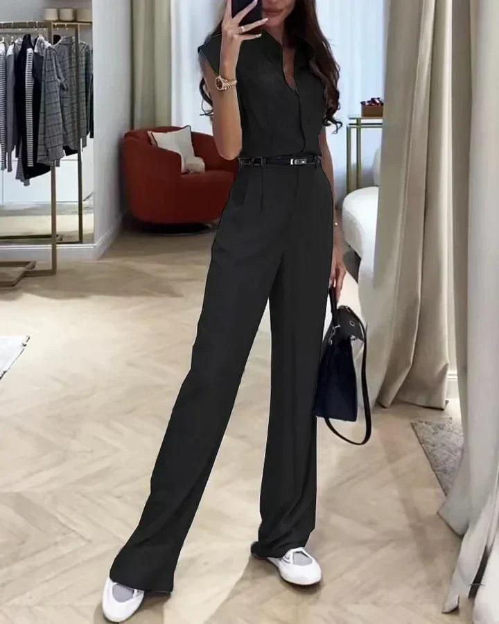 Dam Casual Set Skjorta och Byxor i Högkvalitativt Material-2