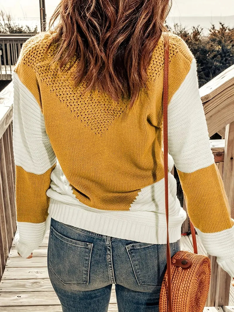 Rosa Stickad Tröja Dam med Pointellmönster – Löst Sittande 100% Akryl, Perfekt för Höstmode 4