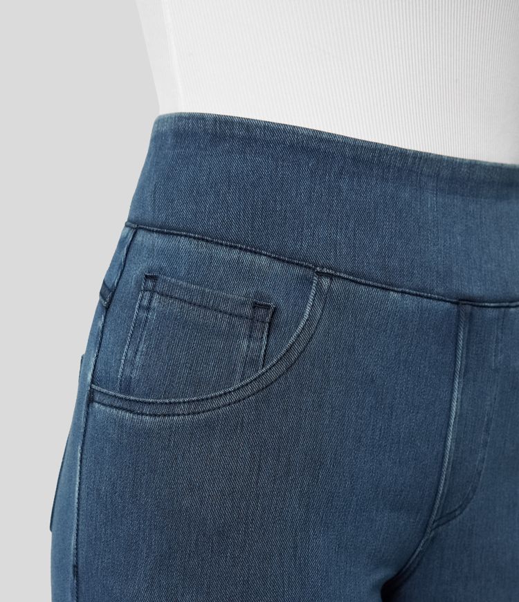 Kvinnors Breda Byxor Hög Midja Elastisk Polyester-5