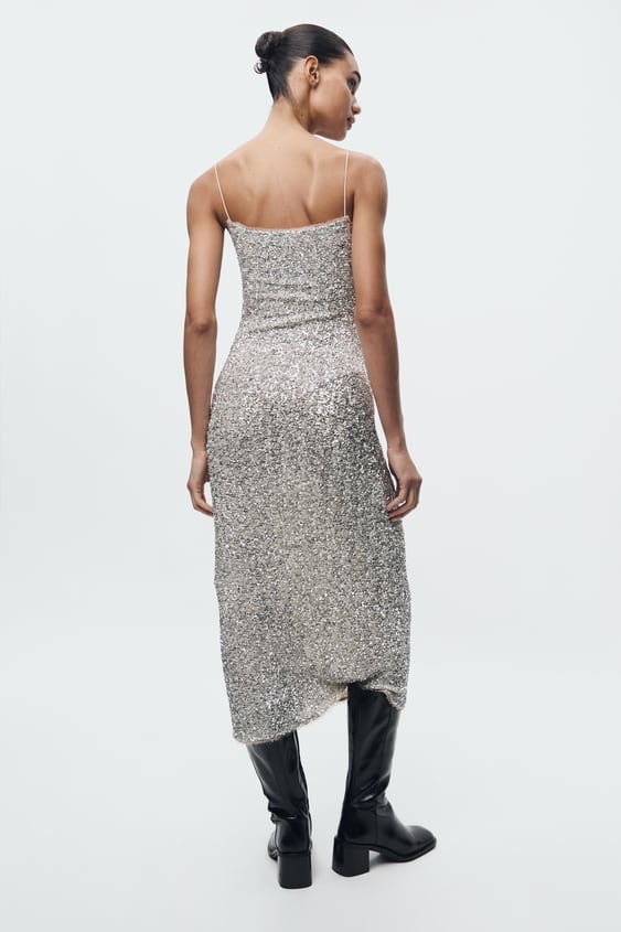 Kvinnors Ballklänning Ärmlös Paljett Polyester 5