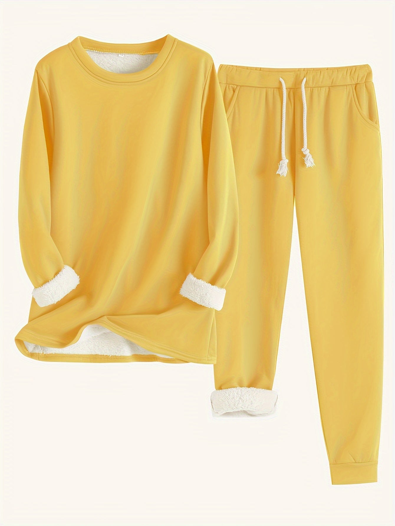 Variant image for Damset Vintertröja Joggingbyxor Monokrom Mjuk Blandningstyg-13