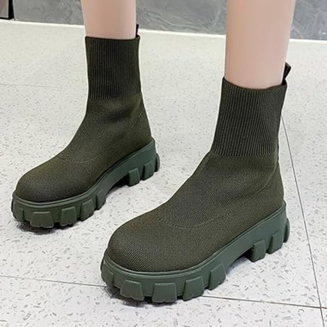 Variant image for Dam Ankelstövlar Stickat Veganläder Plant Häl-25