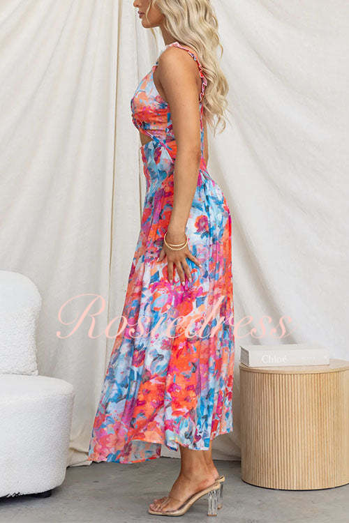 Kvinnors Midi Klänning med Utskuren Design – Svängsilhuett i Bomull och Polyester för Varma Dagar 4