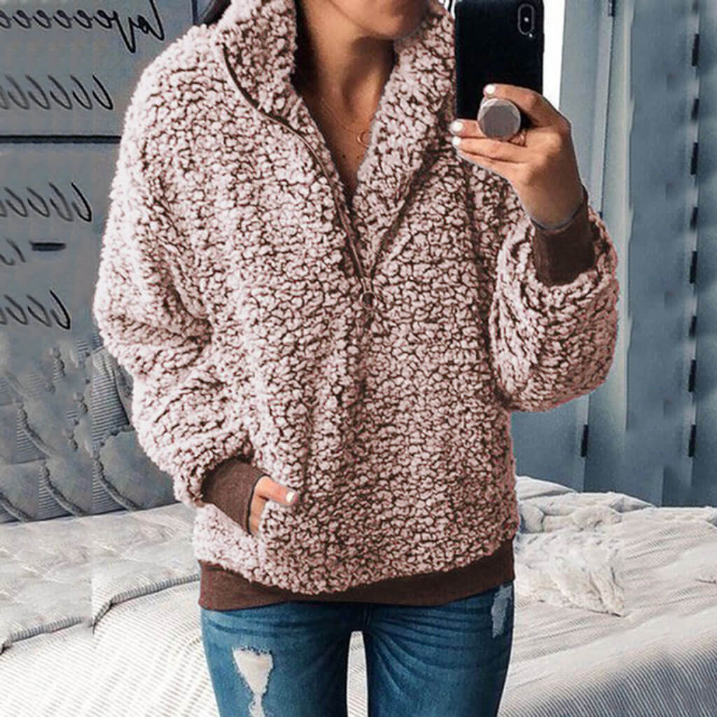 Dam Hoodie Mjuk Isolerande Polyester Avslappnad Passform-3