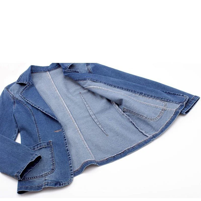 Dam Denimjacka Klassisk Blazer Högkvalitativ Denim 3