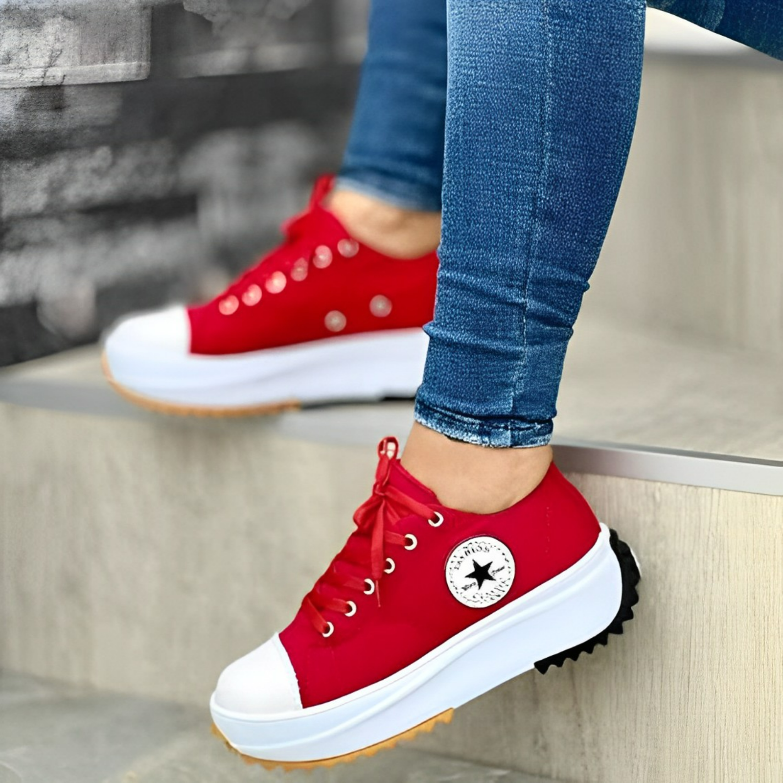 Variant image for Dam Sneakers Rundtå Lättvikt Syntetmaterial-51