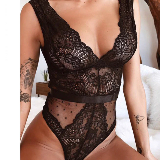 Dam Bodysuit V-ringad Polyester-Spandex För Eleganta TillfÀllen-1