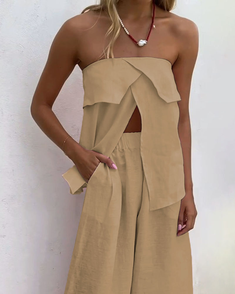 Dam Tvådelad Uppsättning Trendig Design Elastiskt Tyg-6