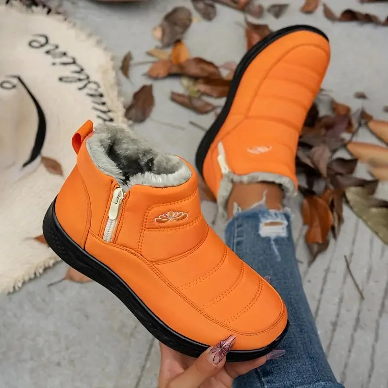 Fodrade Vinterstövlar Dam Ankelstil i Syntetiskt Material – Varm och Bekväm för Kalla Dagar 2
