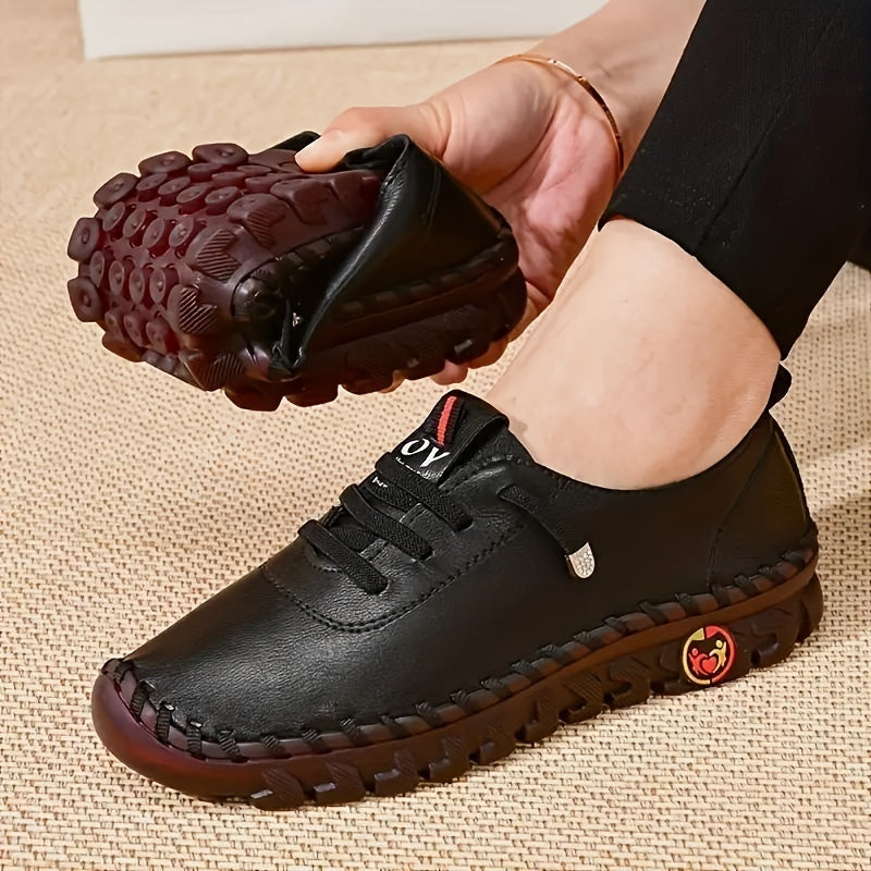 Dam Sandaler Ankelband Syntetiskt Läder Platt Spets 4