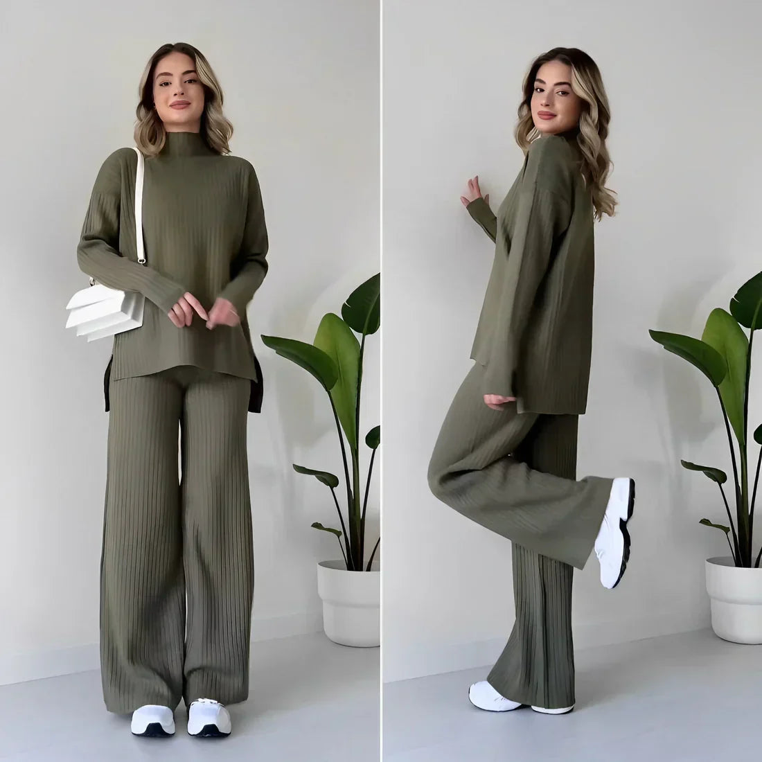 Dam Joggingkostym Hoodie och Byxor Mjukt Material-4