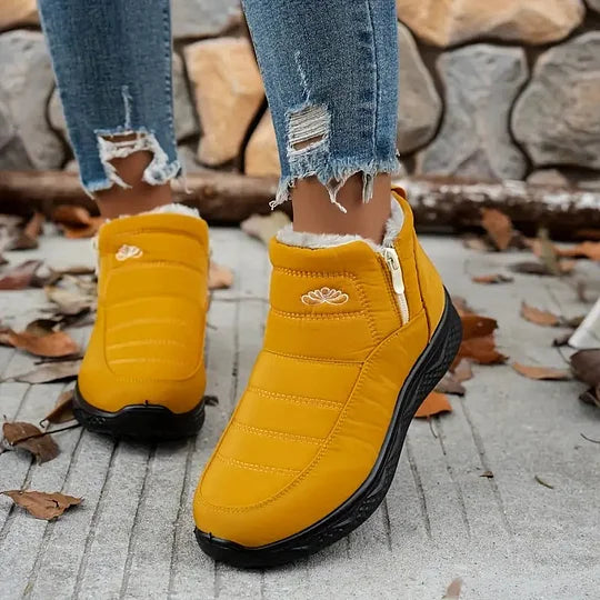 Fodrade Vinterstövlar Dam Ankelstil i Syntetiskt Material – Varm och Bekväm för Kalla Dagar 12