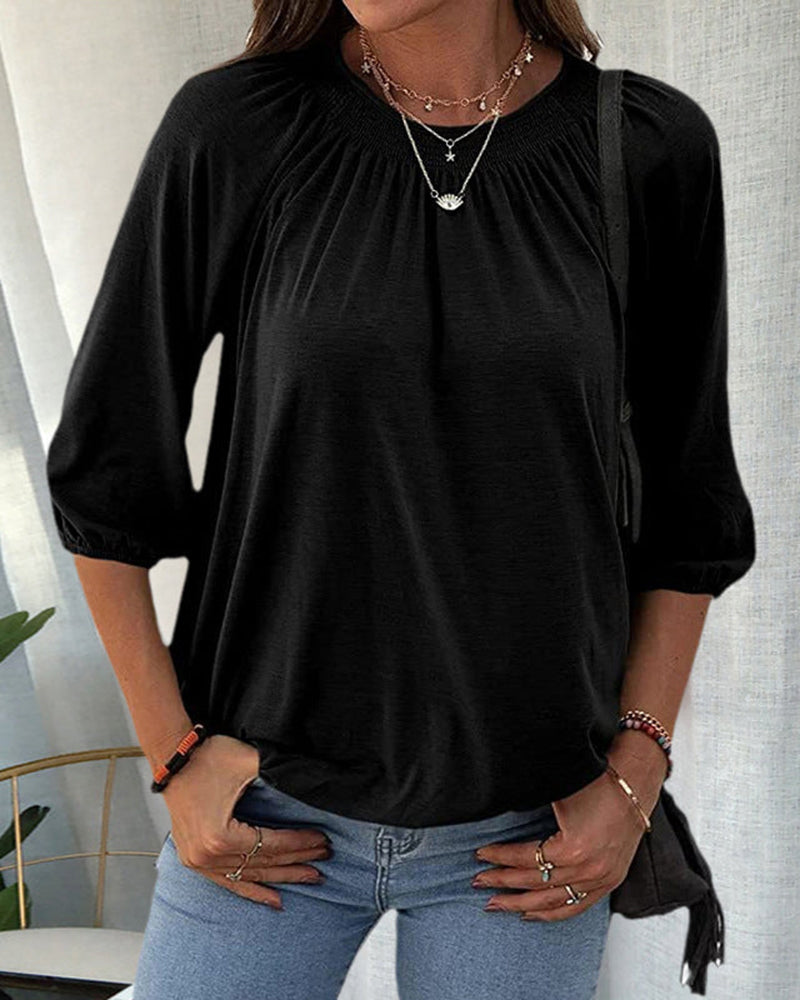 Damenbluse mit Biskopsärmern aus Hochwertigem Stoff – Elegante Bluse für Büro und Freizeit in S, M, L, XL 8