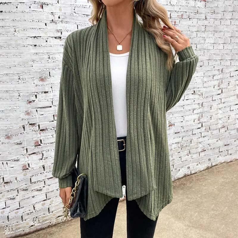 Kvinnors Öppen Jacka Ribbad Akryl-3