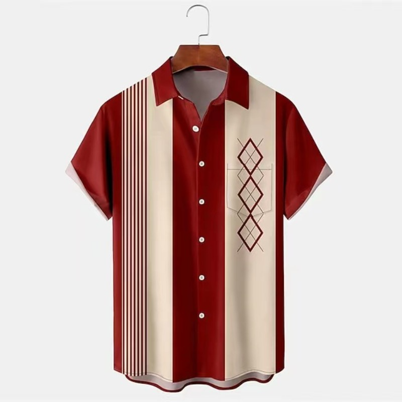 Herrskjorta Tropisk Design Högkvalitativt Material 8