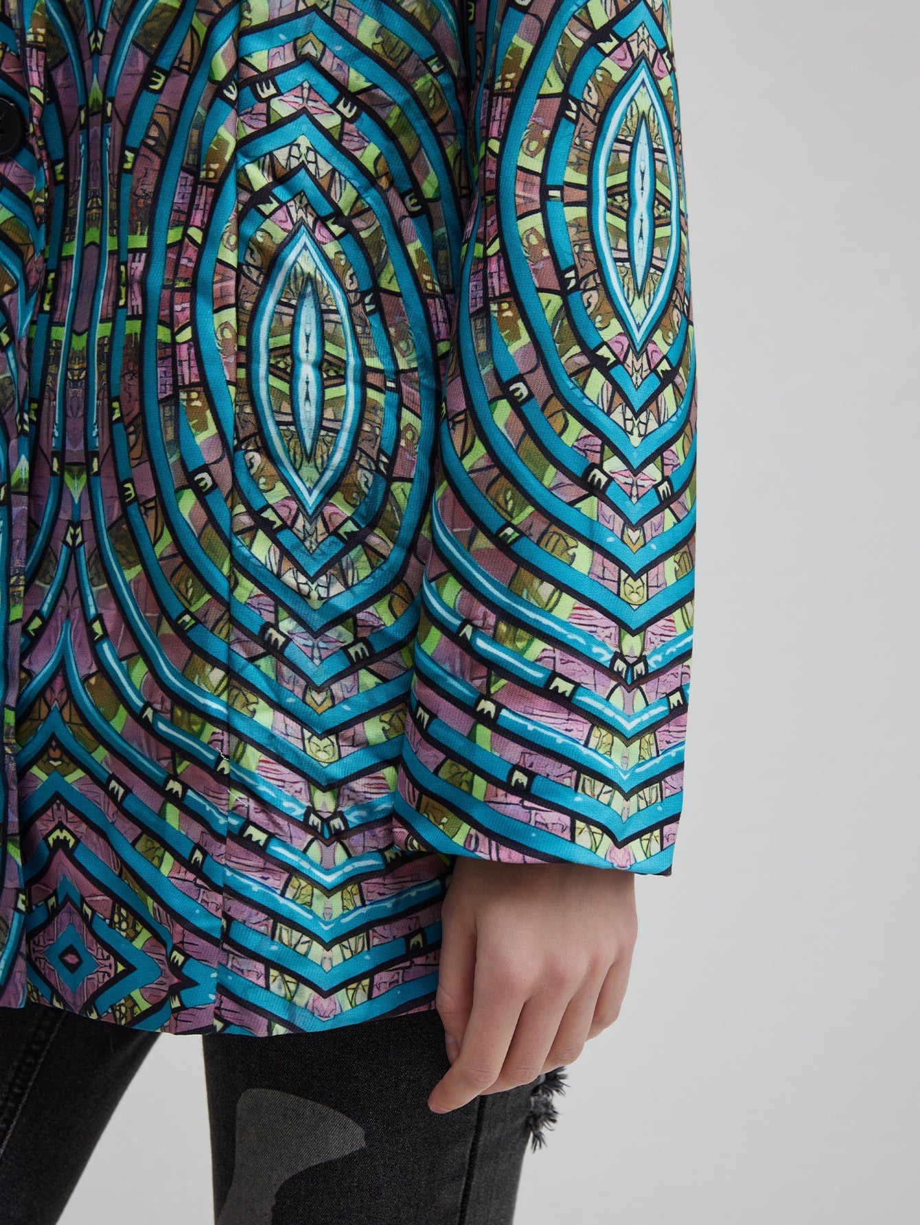 Dam Kontorsdräkt Abstrakt Mönster 100% Polyester Lång Ärmar Asymmetrisk Nederkant-5