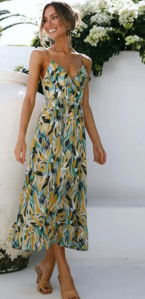 Kvinnors Klänning Färgglad Lekfull Design Bomullsblandning 1