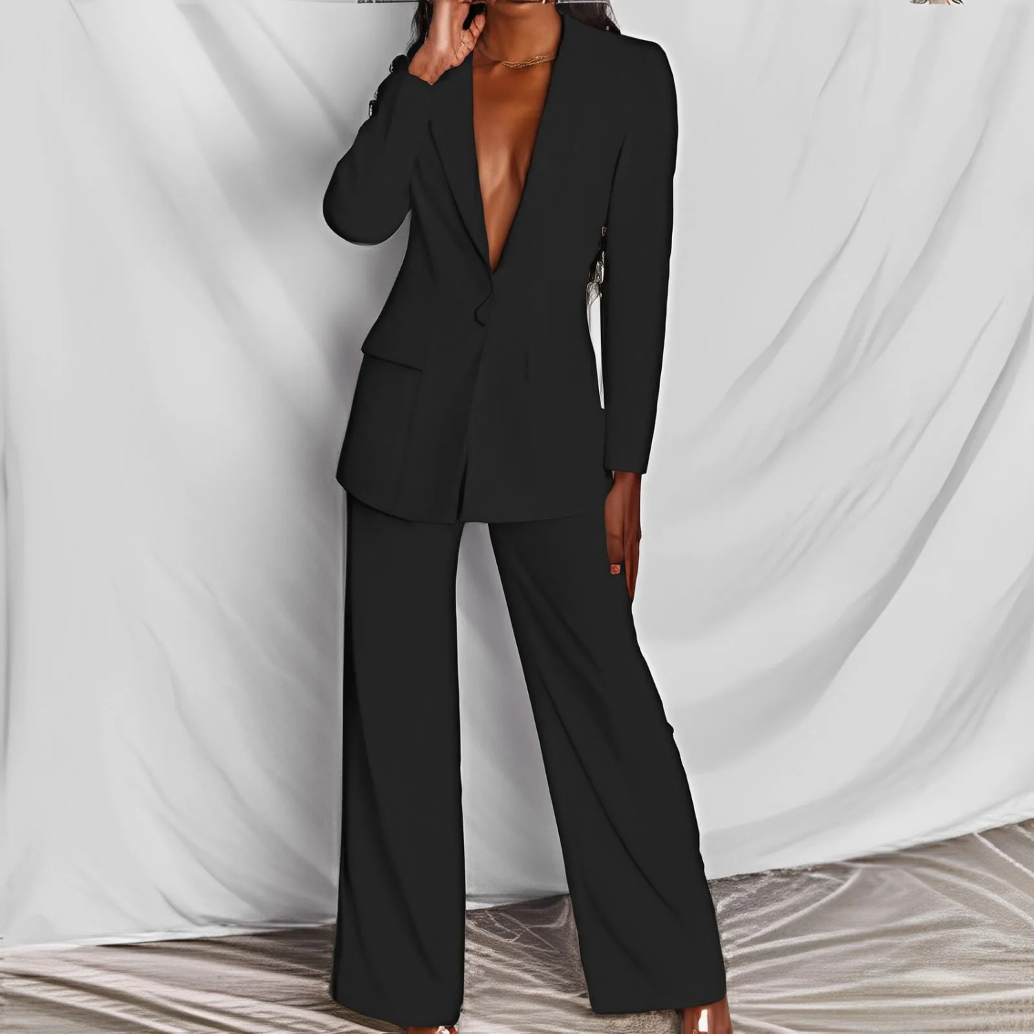 Variant image for Dam Blazer Set Skräddarsydd Stil Polyester-43