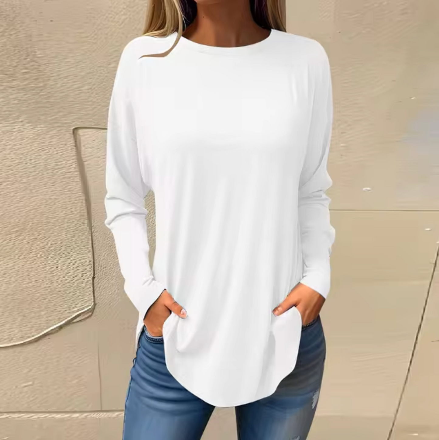 Långärmad T-shirt Herr Rund Hals Bomullsliknande Material 15