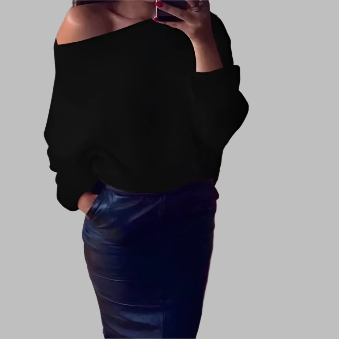 Variant image for Dam Axelfri Tröja Mjuk Elastisk Blandning Trendig Design-26