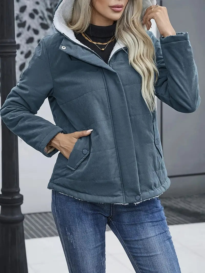 Variant image for Damjacka Vadderad med Dragkedja och Huva Polyester för Kalla Dagar-13