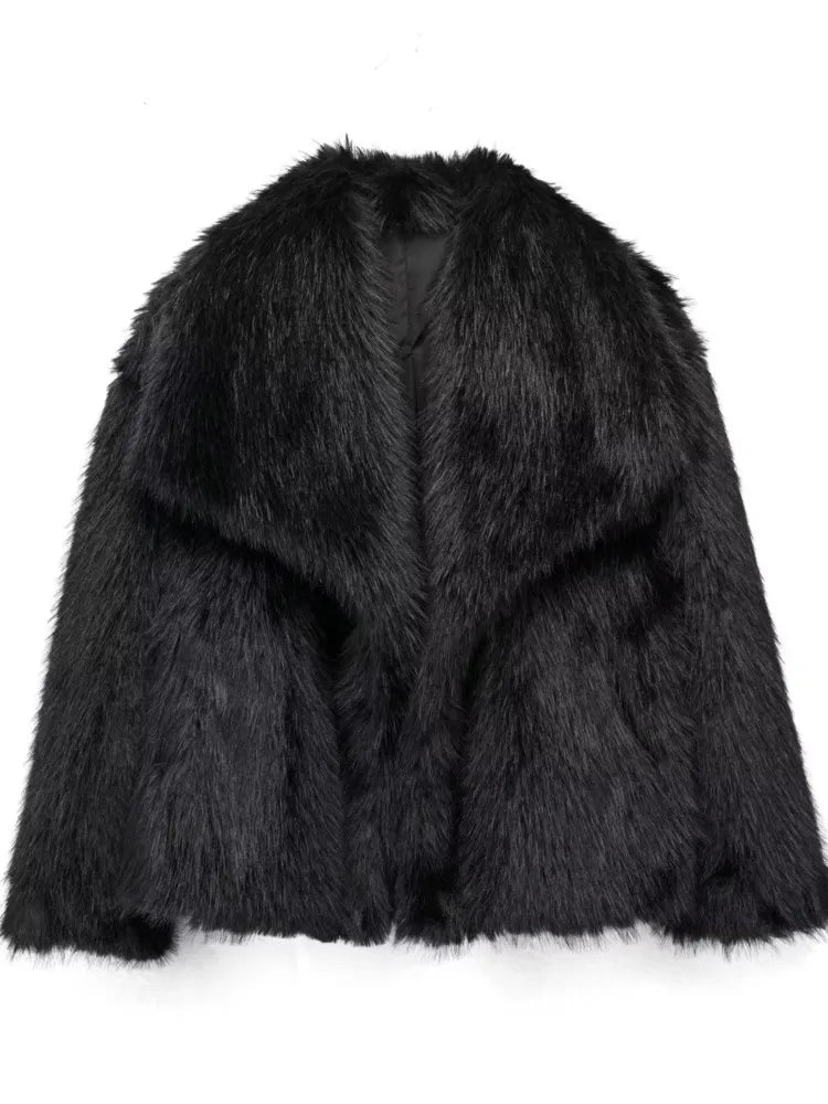 Kvinnojacka i Konstpäls Elegant Vinterkappa-6
