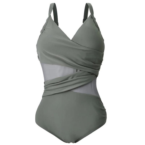 Dam Monokini Baddräkt Enfärgad Plusstorlek Spandex-1